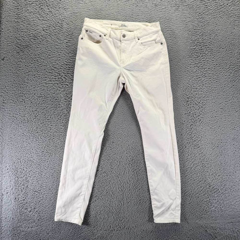 Polo Ralph Lauren Tompkins Jeans Womens 30x29 White Cotton Denim Skinny Stretch